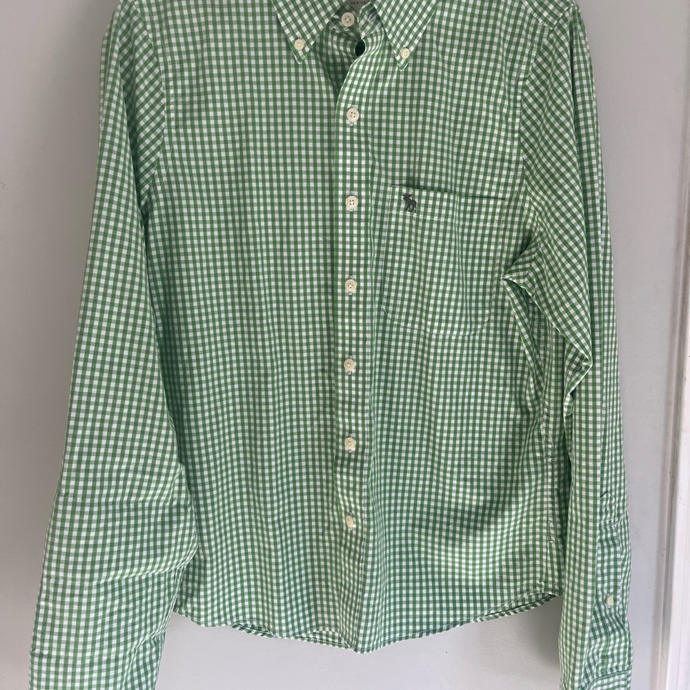 Abercrombie & Fitch Men's Green Checkered Shirt
